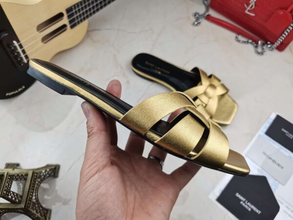 Saint Laurent Women's Tribute Flat Mules Gold For Women YSL