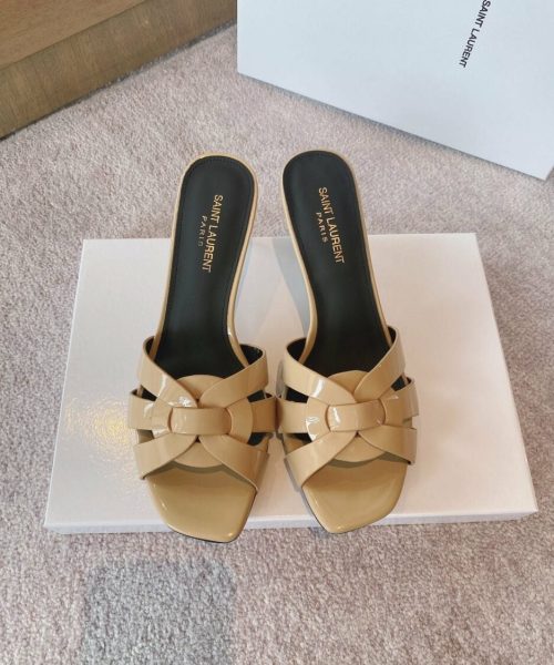 Saint Laurent Women's Tribute Heeled Mules Beige For Women YSL