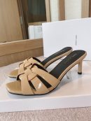Saint Laurent Women's Tribute Heeled Mules Beige For Women YSL