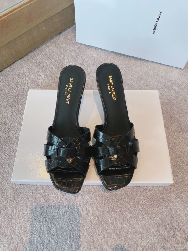 Saint Laurent Women's Tribute Heeled Mules Black For Women YSL 6509861YQ001000