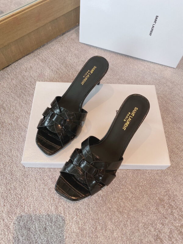 Saint Laurent Women's Tribute Heeled Mules Black For Women YSL 6509861YQ001000