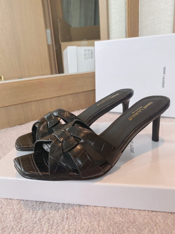Saint Laurent Women's Tribute Heeled Mules Black For Women YSL 6509861YQ001000