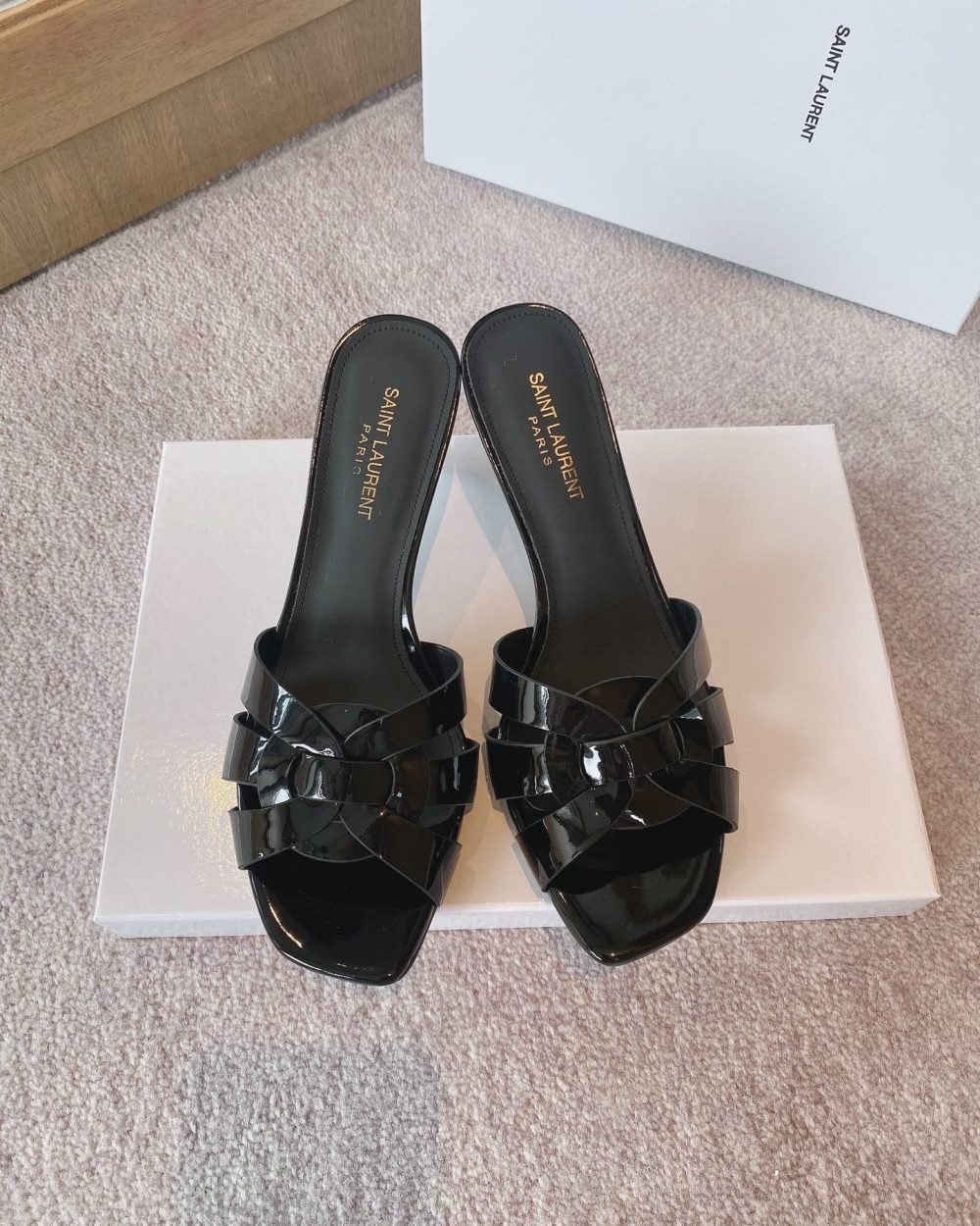 Saint Laurent Women's Tribute Heeled Mules Black For Women YSL 650986B8I001000