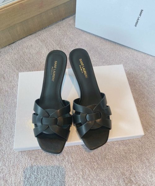 Saint Laurent Women's Tribute Heeled Mules Black For Women YSL 650986DWE001000
