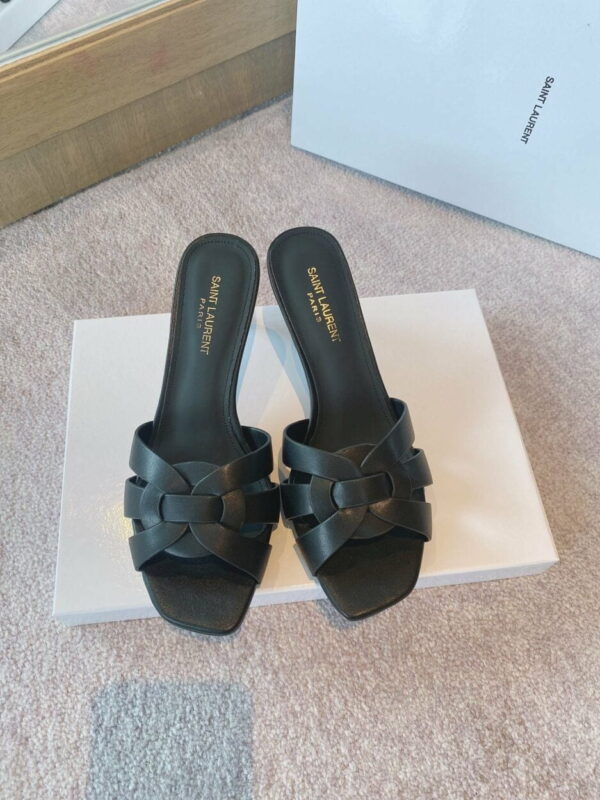 Saint Laurent Women's Tribute Heeled Mules Black For Women YSL 650986DWE001000