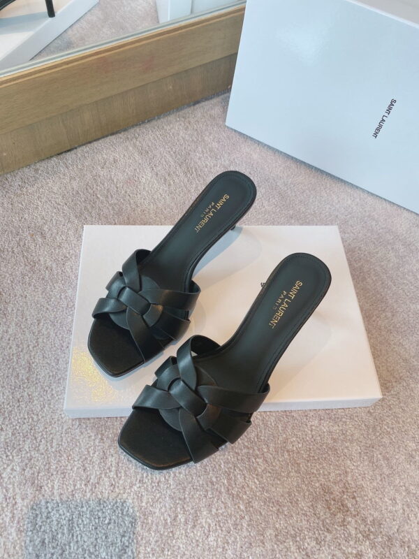 Saint Laurent Women's Tribute Heeled Mules Black For Women YSL 650986DWE001000