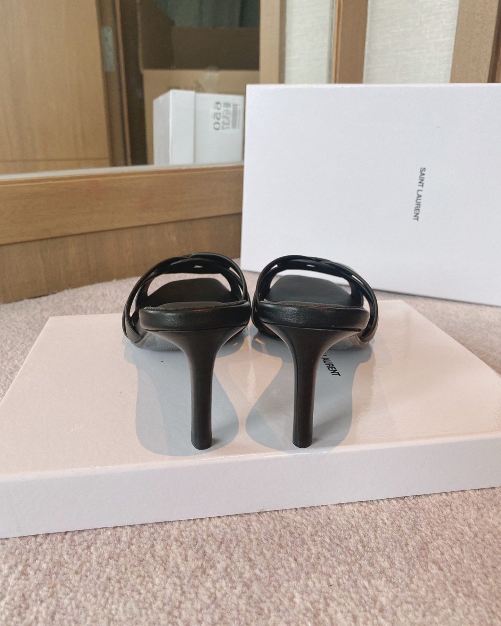 Saint Laurent Women's Tribute Heeled Mules Black For Women YSL 650986DWE001000