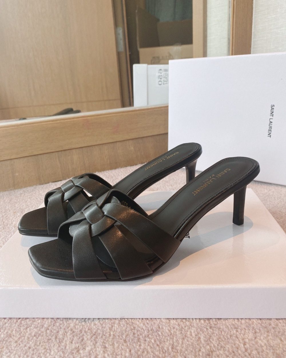 Saint Laurent Women's Tribute Heeled Mules Black For Women YSL 650986DWE001000