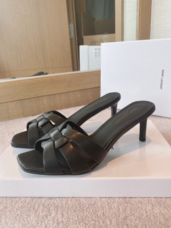 Saint Laurent Women's Tribute Heeled Mules Black For Women YSL 650986DWE001000