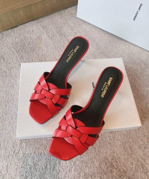 Saint Laurent Women's Tribute Heeled Mules Red For Women YSL