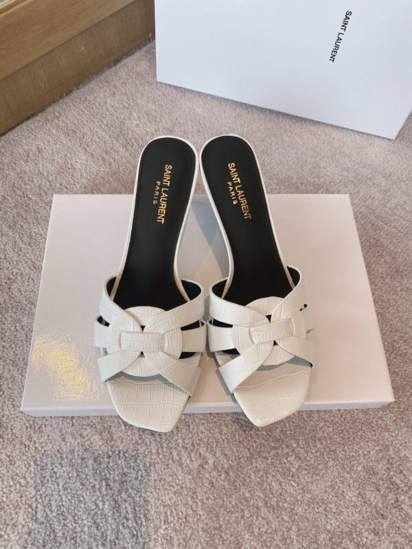 Saint Laurent Women's Tribute Heeled Mules White For Women YSL