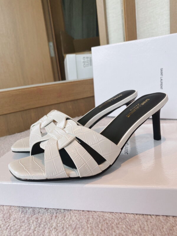 Saint Laurent Women's Tribute Heeled Mules White For Women YSL