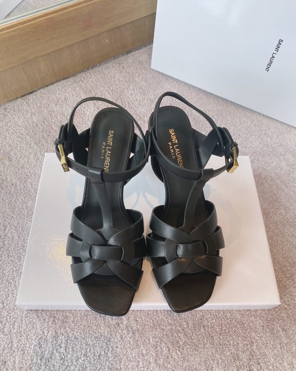 Saint Laurent Women's Tribute Sandals Black For Women YSL 620673dwe001000