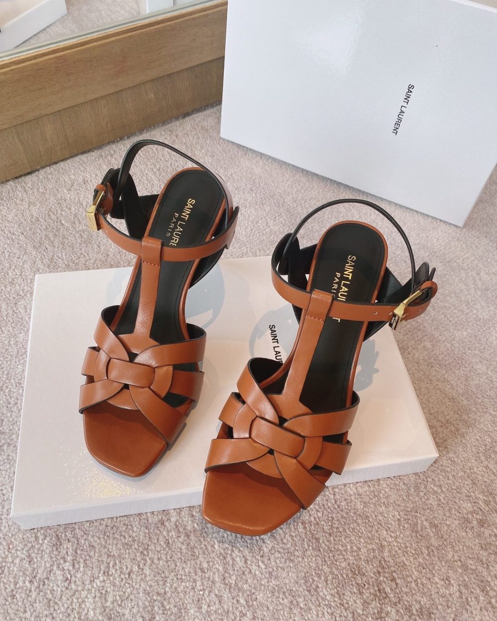 Saint Laurent Women's Tribute Sandals Brown For Women YSL