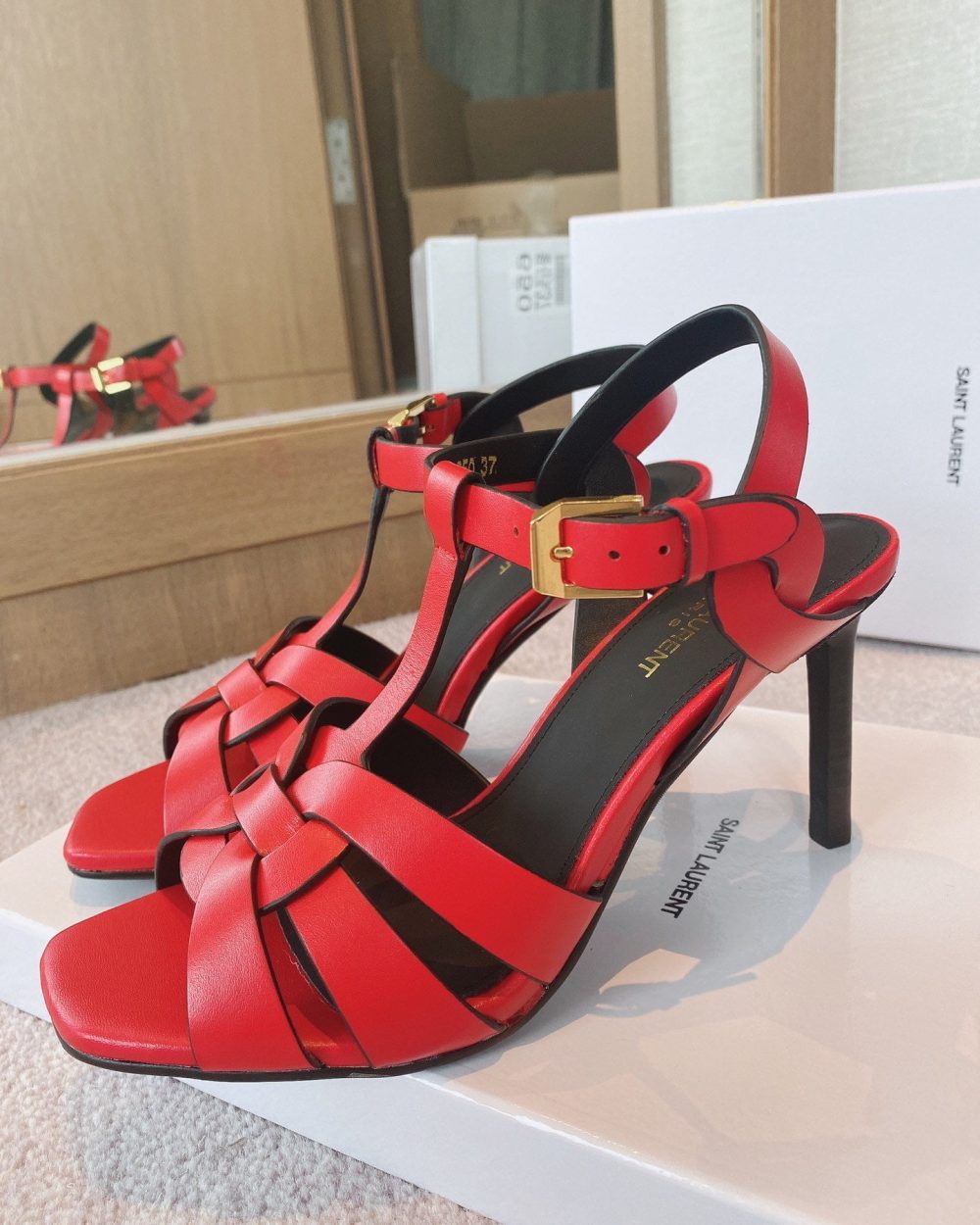 Saint Laurent Women's Tribute Sandals Red For Women YSL