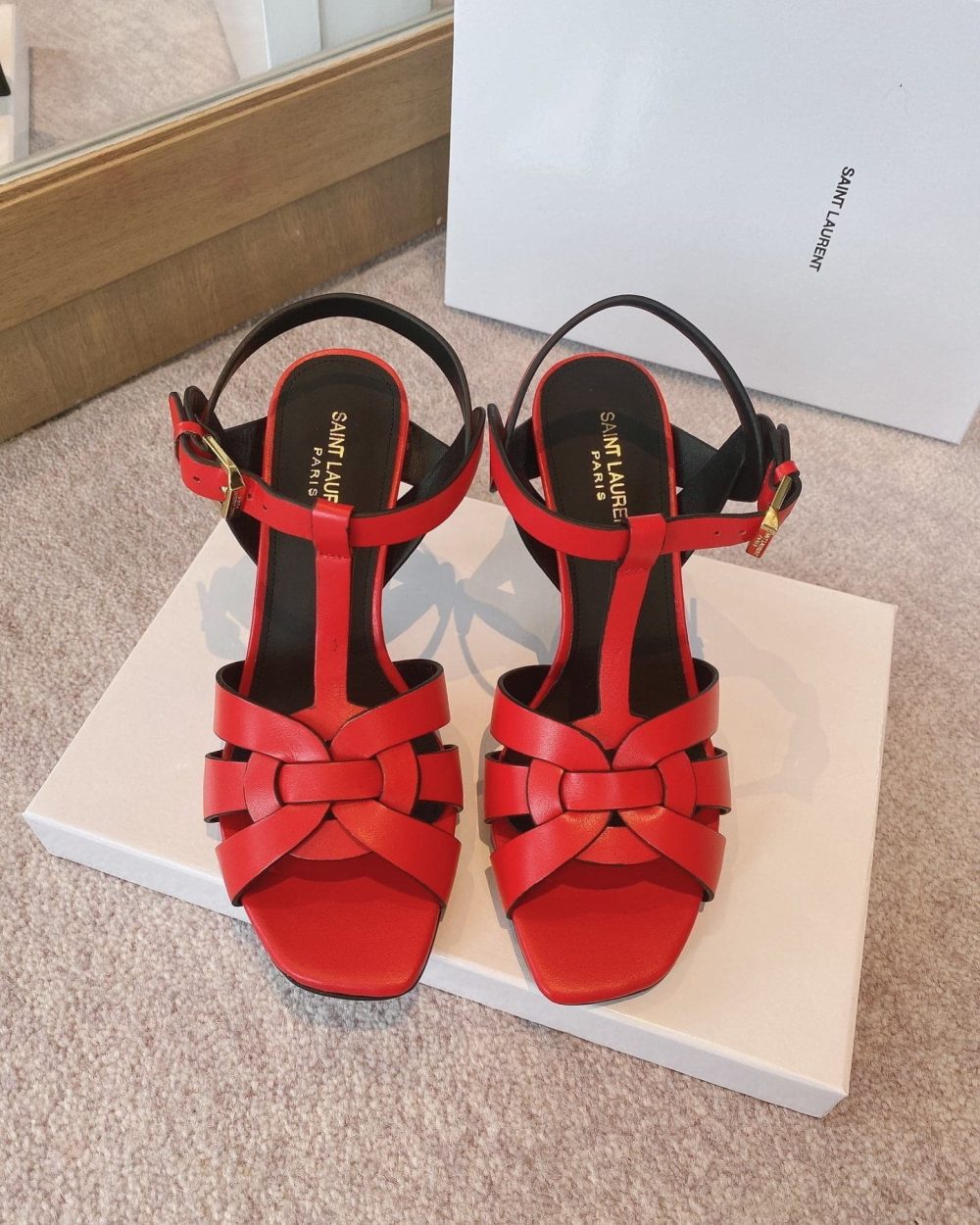 Saint Laurent Women's Tribute Sandals Red For Women YSL