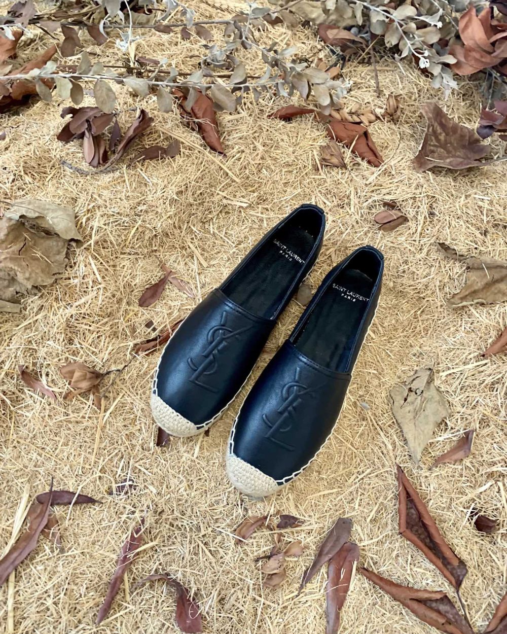 Saint Laurent Women's Ysl Embroidered Espadrilles Black For Women YSL 458573B34001000