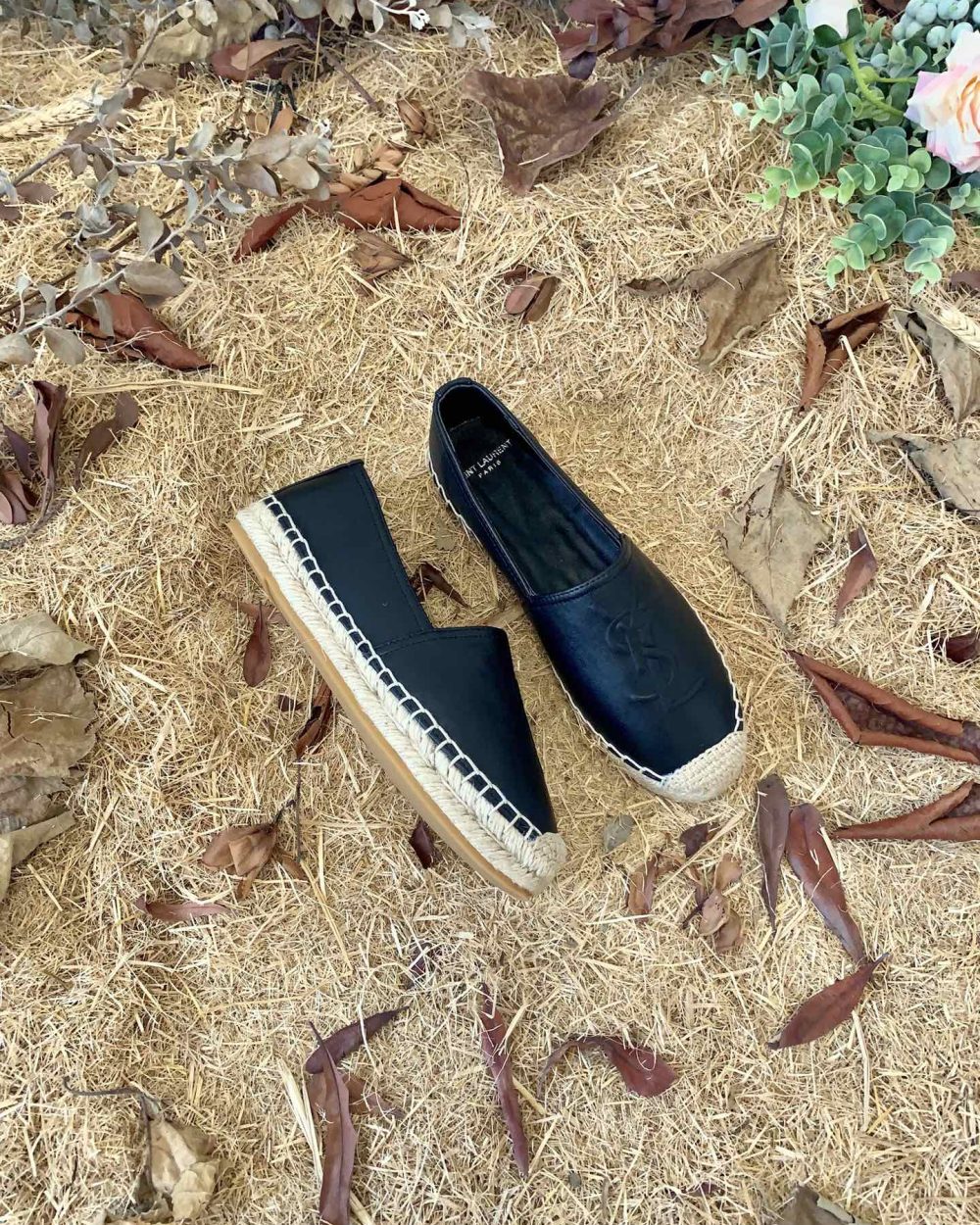 Saint Laurent Women's Ysl Embroidered Espadrilles Black For Women YSL 458573B34001000