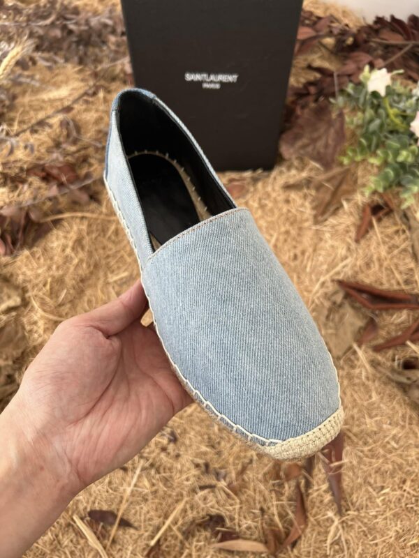 Saint Laurent Women's Ysl Embroidered Espadrilles Blue For Women YSL