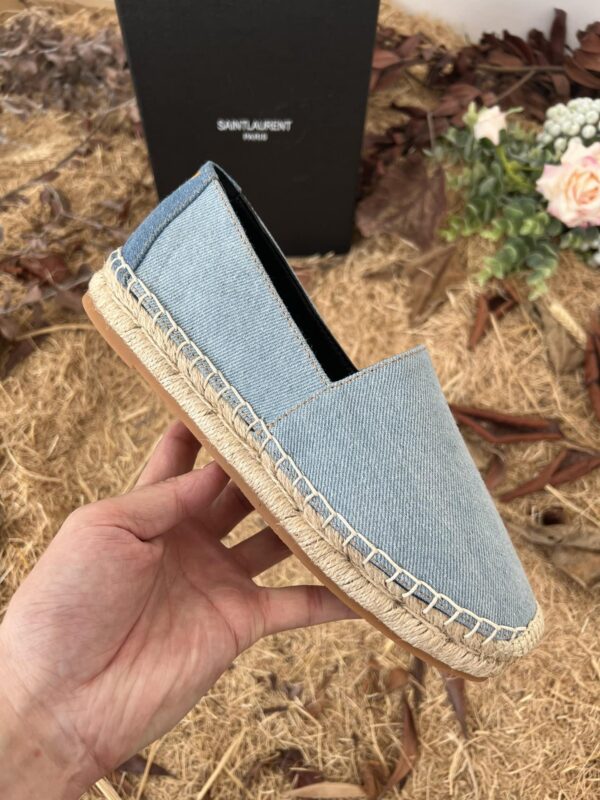 Saint Laurent Women's Ysl Embroidered Espadrilles Blue For Women YSL