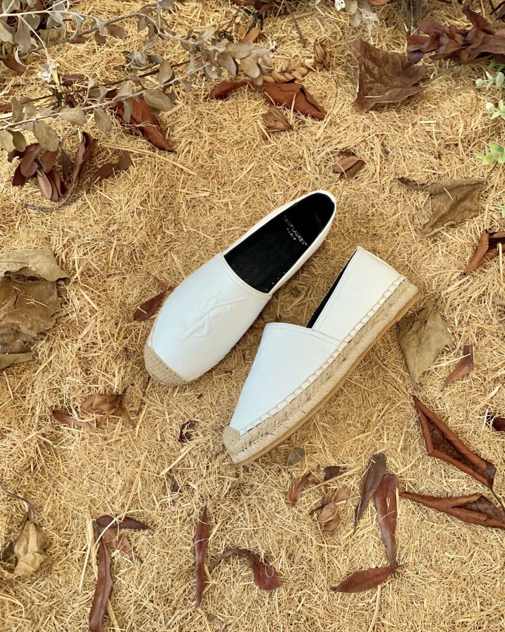 Saint Laurent Women's Ysl Embroidered Espadrilles White For Women YSL 4848900NO609030