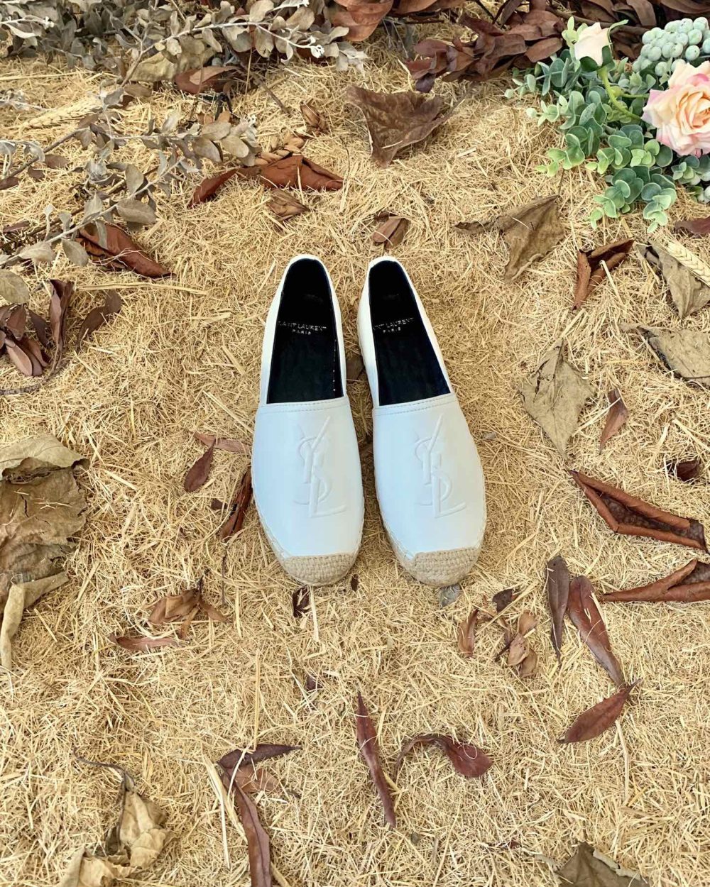 Saint Laurent Women's Ysl Embroidered Espadrilles White For Women YSL 4848900NO609030