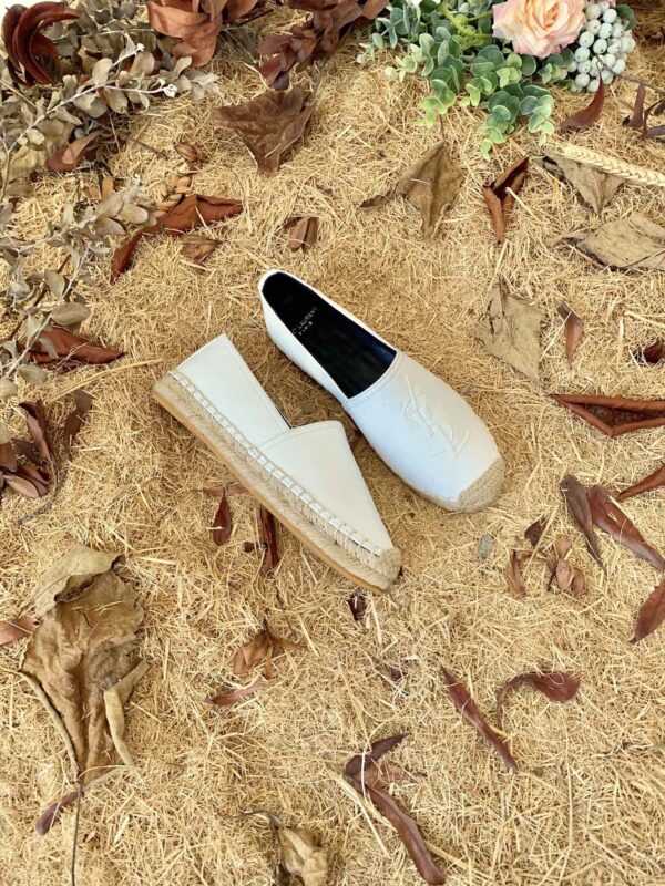 Saint Laurent Women's Ysl Embroidered Espadrilles White For Women YSL 4848900NO609030