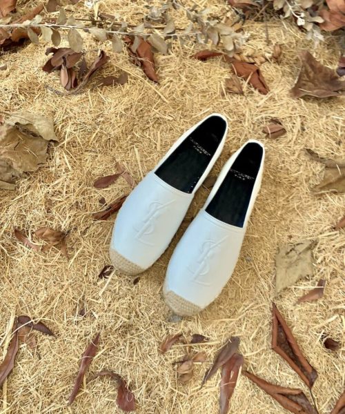 Saint Laurent Women's Ysl Embroidered Espadrilles White For Women YSL 4848900NO609030
