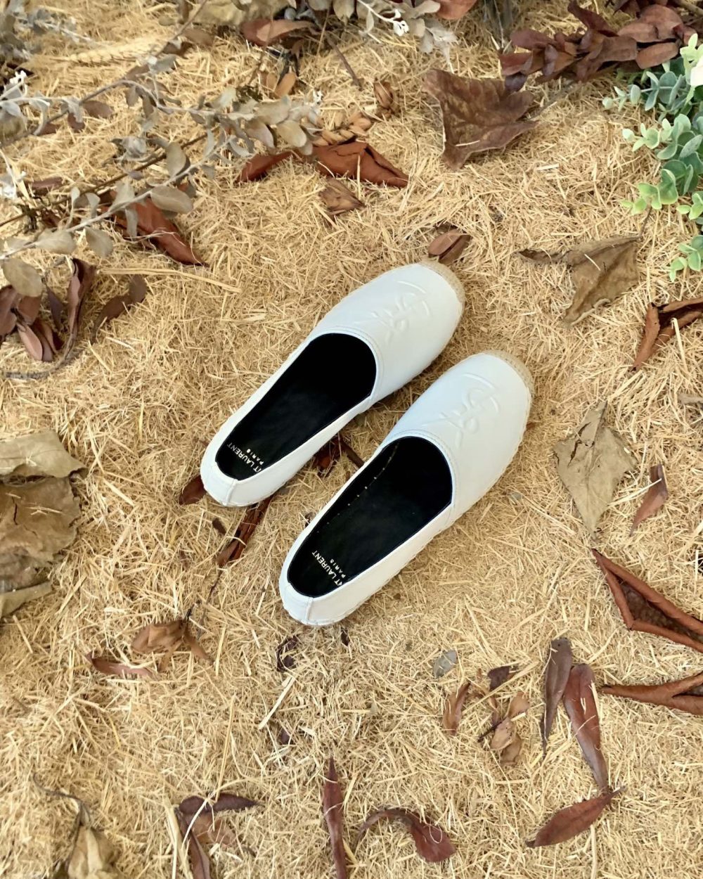 Saint Laurent Women's Ysl Embroidered Espadrilles White For Women YSL 4848900NO609030