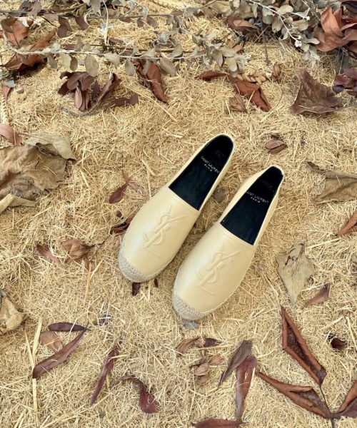 Saint Laurent Women's Ysl Embroidered Espadrilles Yellow For Women YSL