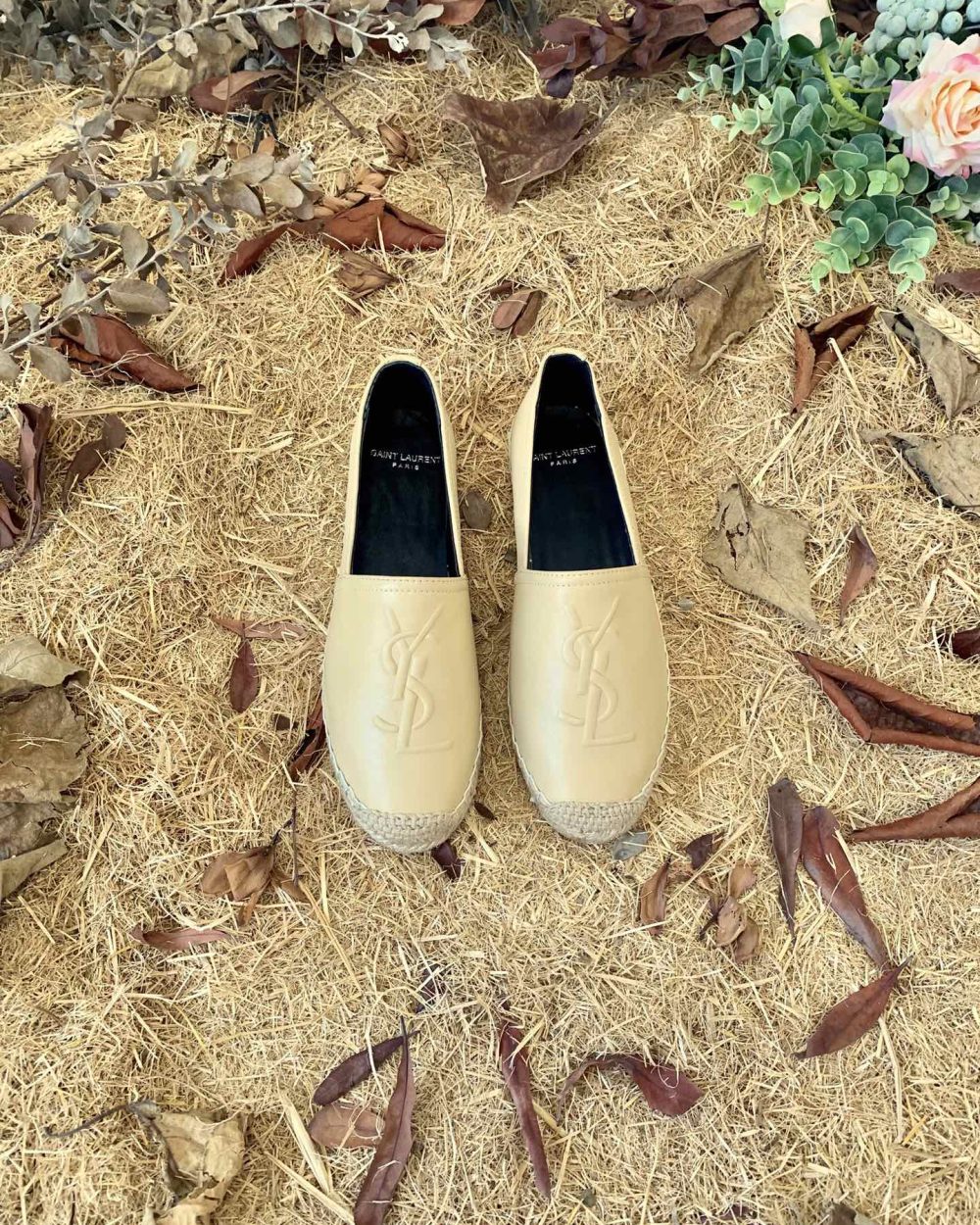 Saint Laurent Women's Ysl Embroidered Espadrilles Yellow For Women YSL