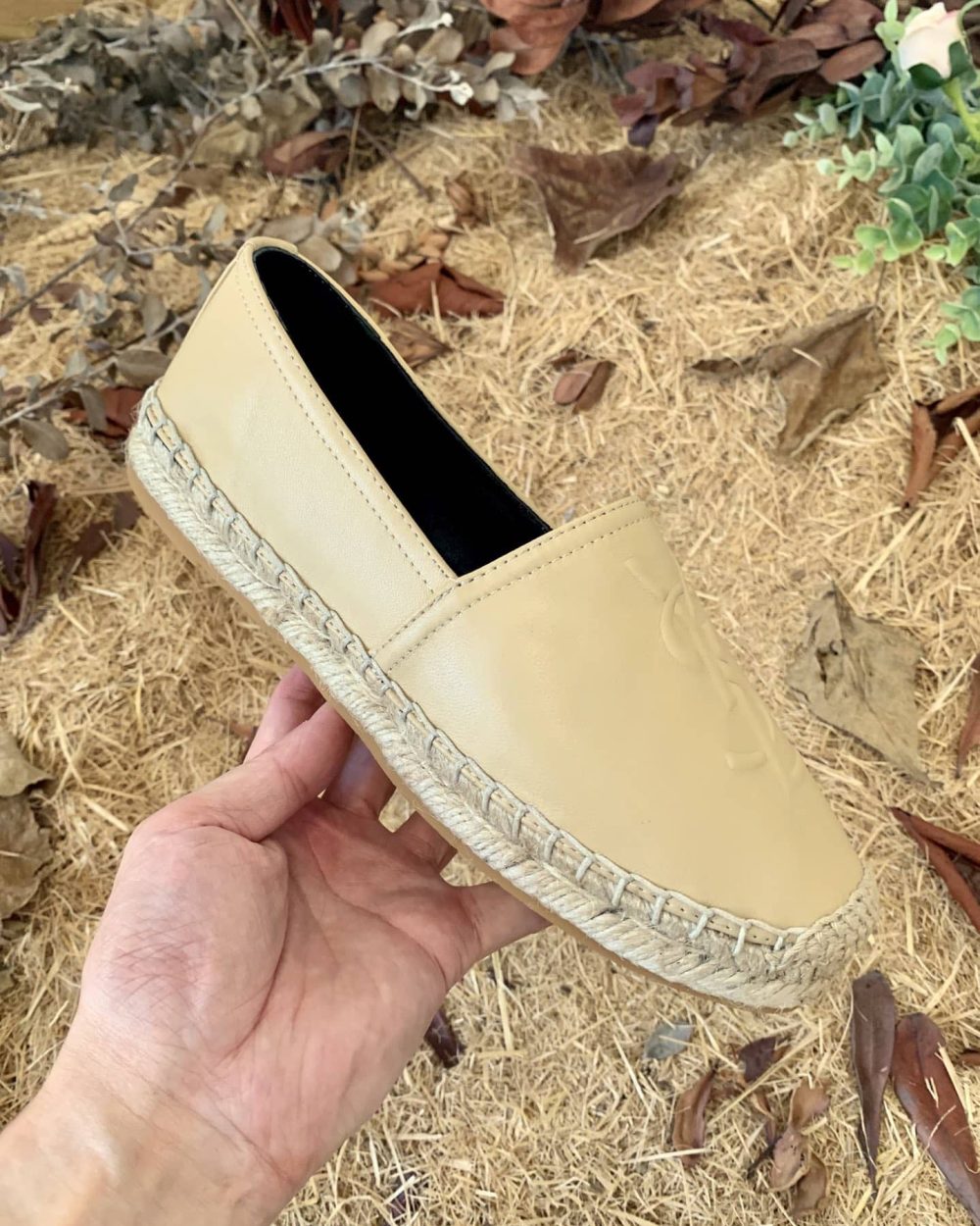 Saint Laurent Women's Ysl Embroidered Espadrilles Yellow For Women YSL