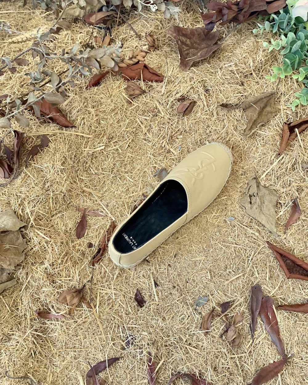 Saint Laurent Women's Ysl Embroidered Espadrilles Yellow For Women YSL