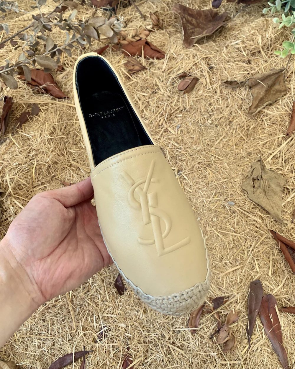 Saint Laurent Women's Ysl Embroidered Espadrilles Yellow For Women YSL