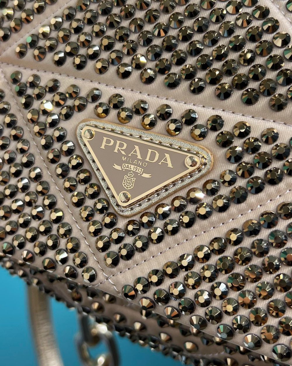 Satin Mini-Bag With Crystals Gold Tone/Black For Women 6.6in/ 17cm 1BD329_2AWL_F0522_V_QOO