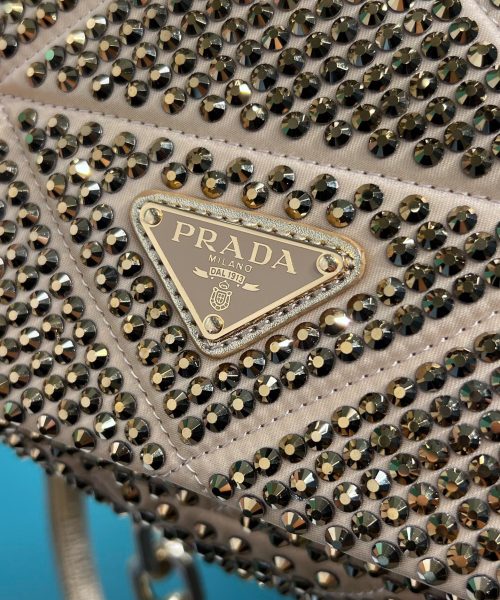 Satin Mini-Bag With Crystals Gold Tone/Black For Women 6.6in/ 17cm 1BD329_2AWL_F0522_V_QOO