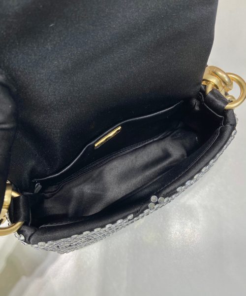 Satin Mini-Bag With Crystals Gold Tone/Black For Women 6.6in/ 17cm 1BD329_2AWL_F0522_V_QOO