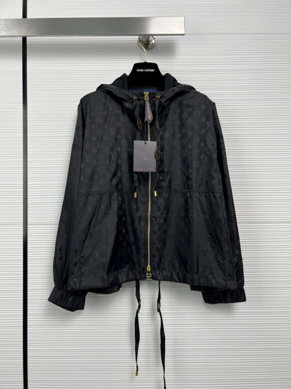Shiny Monogram Short Parka Black For Women 1ABCBD