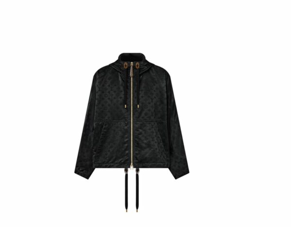 Shiny Monogram Short Parka Black For Women 1ABCBD