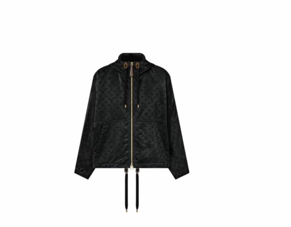 Shiny Monogram Short Parka Black For Women 1ABCBD