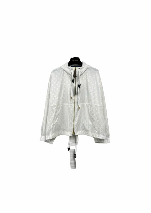 Shiny Monogram Short Parka White For Women