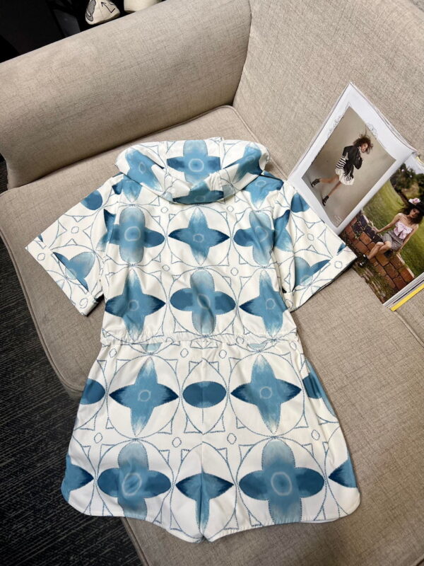Shorts Jumpsuit White And Blue For Women