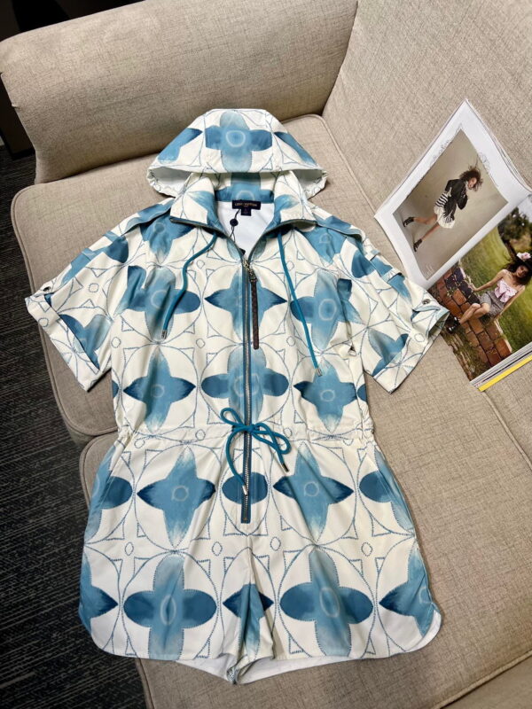 Shorts Jumpsuit White And Blue For Women