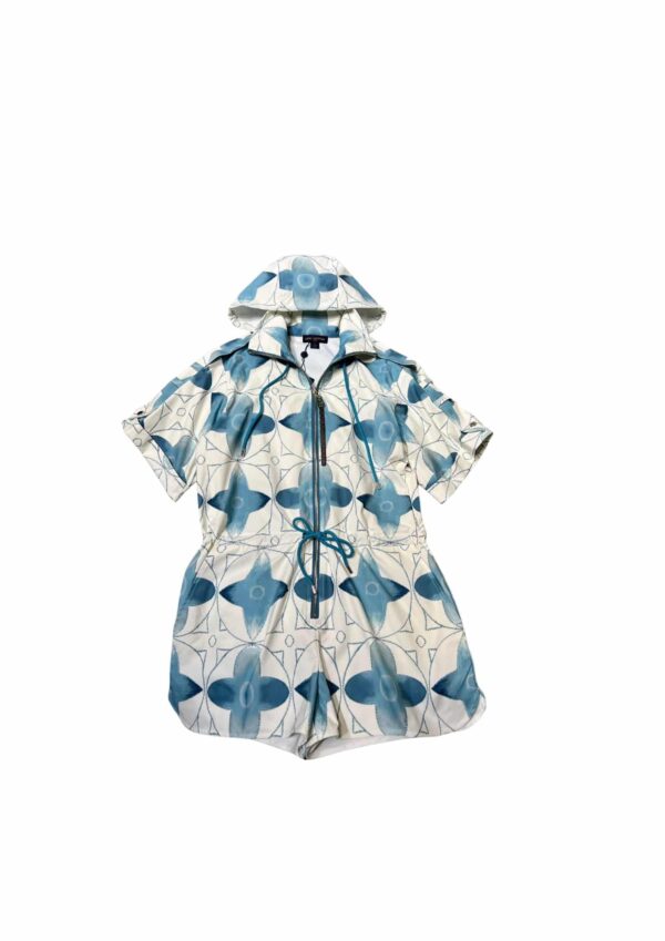 Shorts Jumpsuit White And Blue For Women