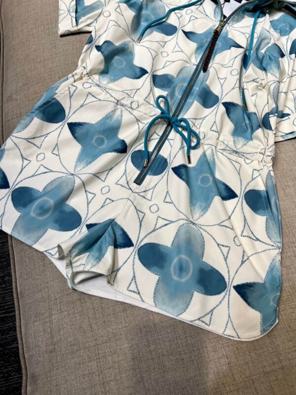 Shorts Jumpsuit White And Blue For Women