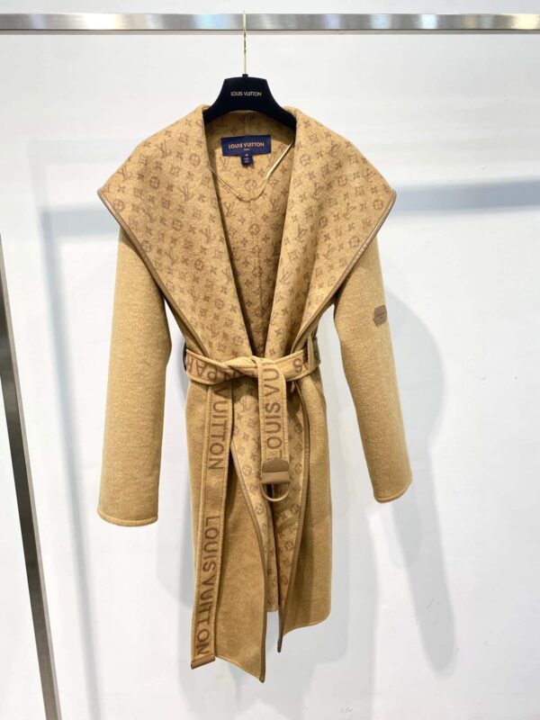 Signature Double Face Hooded Wrap Coat Beige For Women 1AAASI
