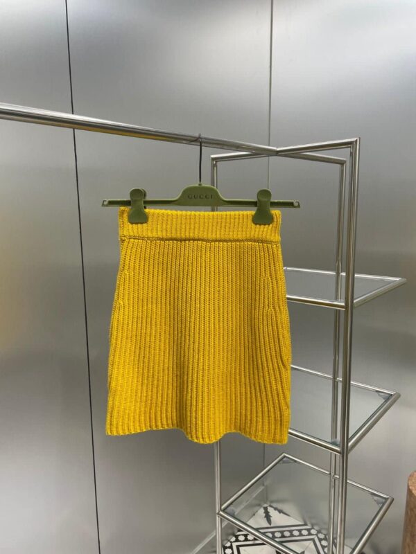 Simple Horizontal Stripe Top And Skirt Yellow For Women