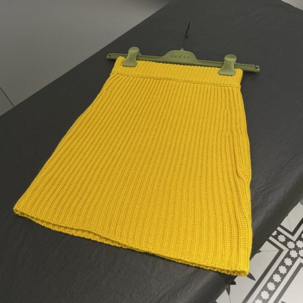 Simple Horizontal Stripe Top And Skirt Yellow For Women