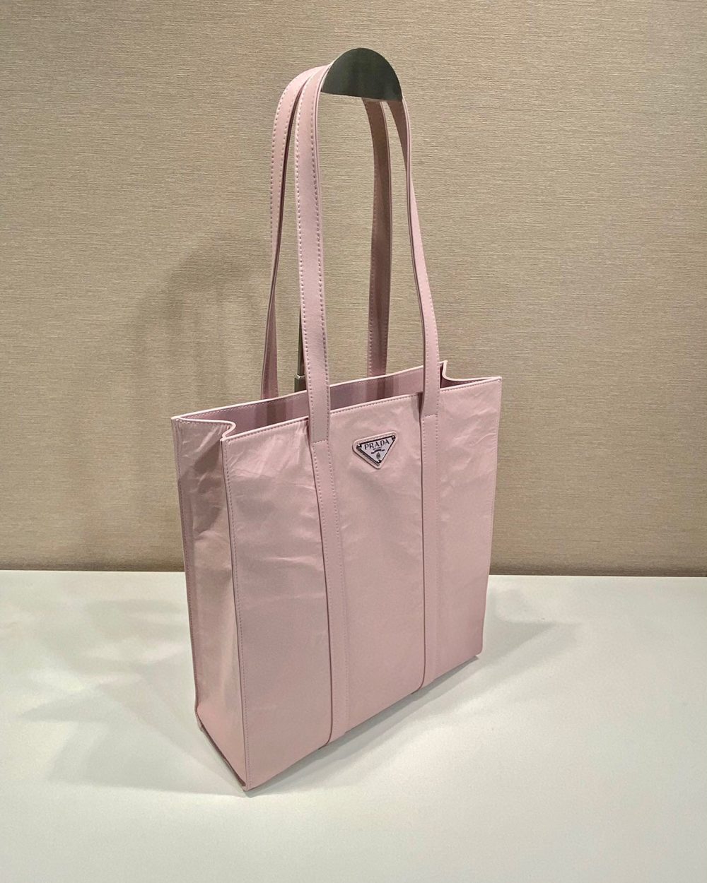 Small Antiqued Nappa Tote Bag In Pink/Black For Women 12.9 in/ 33cm 1BG459_UVL_F0E18_V_OOO