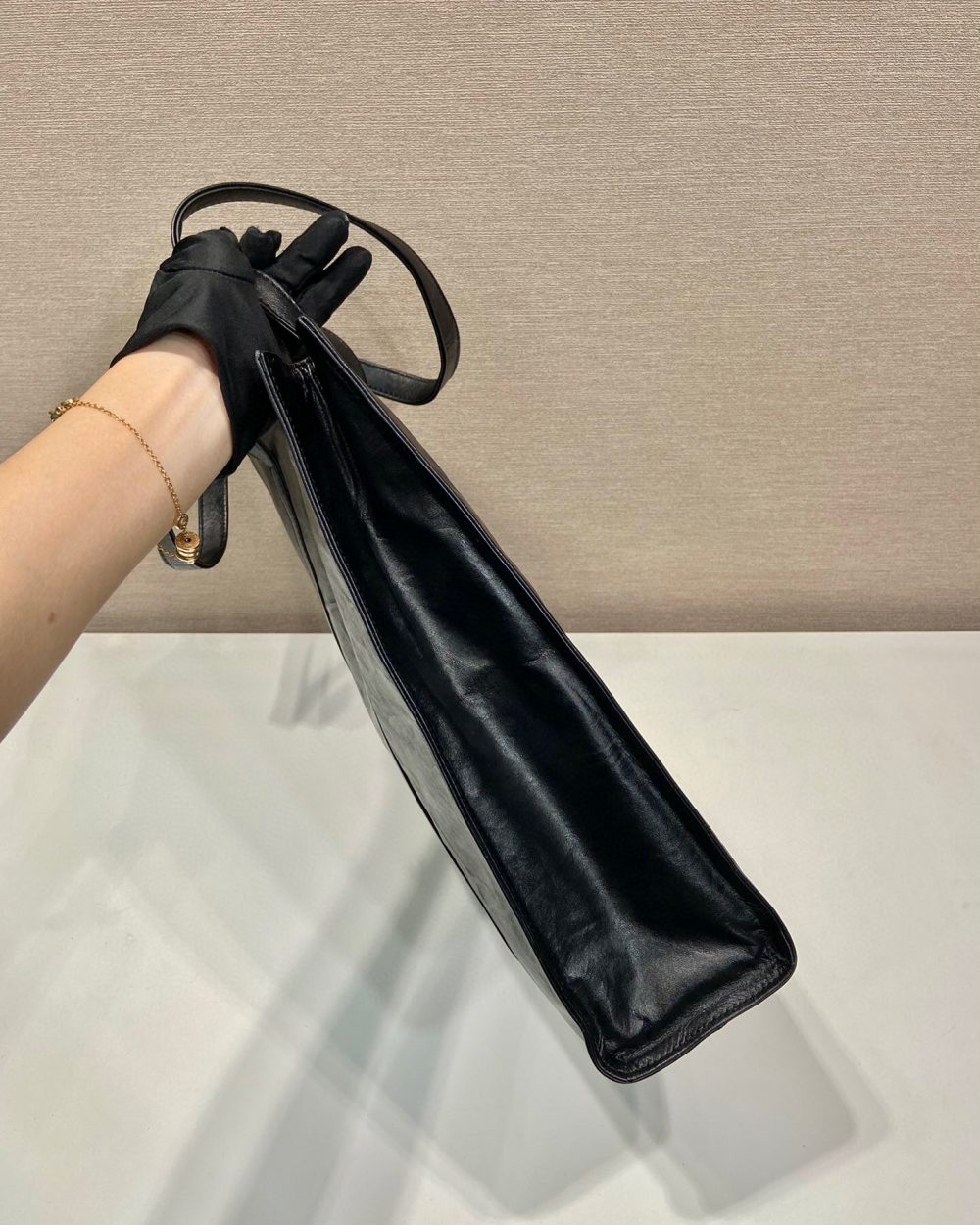 Small Antiqued Nappa Tote Bag In Pink/Black For Women 12.9 in/ 33cm 1BG459_UVL_F0E18_V_OOO